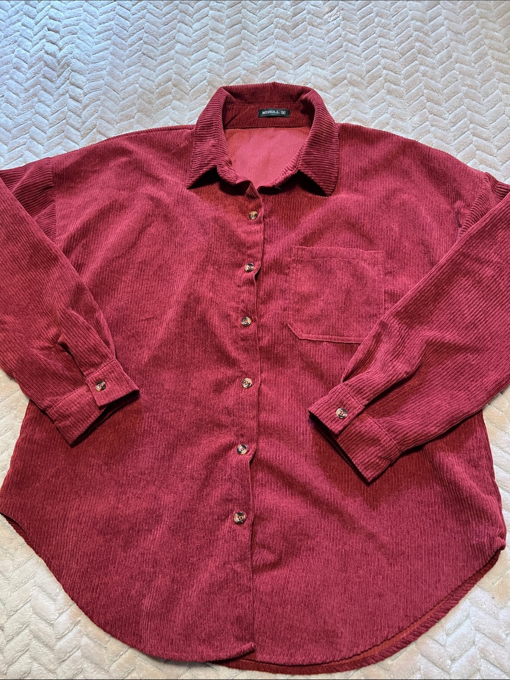 Corduroy Button-Down Shirt in Deep Wine - Relaxed Fit
